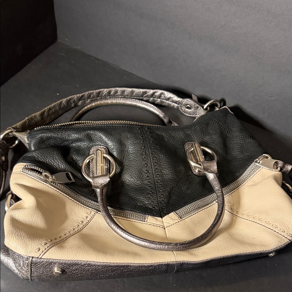 B. Makowsky Black and Cream Shoulder Bag